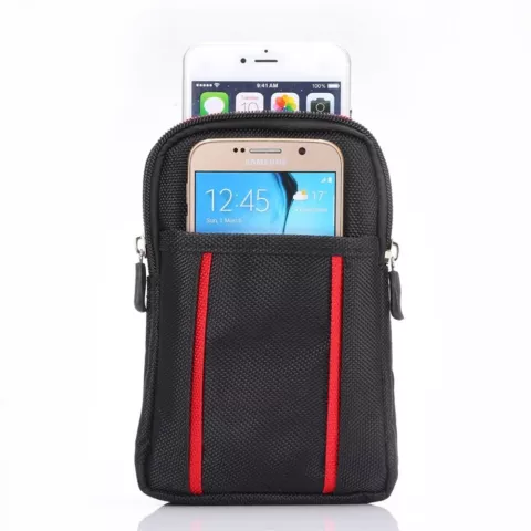 Sacoche pour t&eacute;l&eacute;phone portable universellement antichoc - Noir Rouge