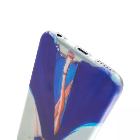 Robe de fille &eacute;l&eacute;gante compatible avec la coque en TPU iPhone 6 6s - Rayures bleues - Transparent