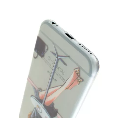 Coque en TPU Coffee Girl compatible avec iPhone 6 6s - Transparente
