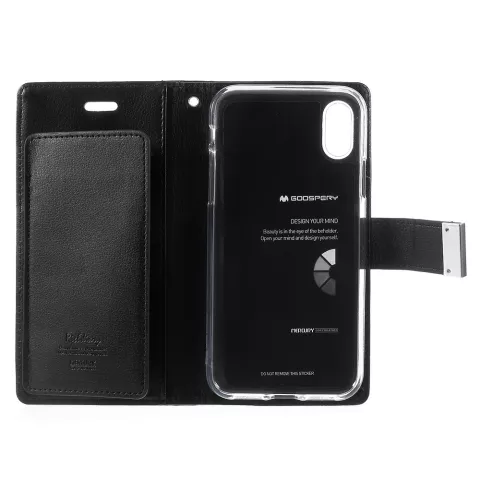 &Eacute;tui portefeuille en cuir Mercury Wallet compatible avec iPhone X XS - Biblioth&egrave;que Noir