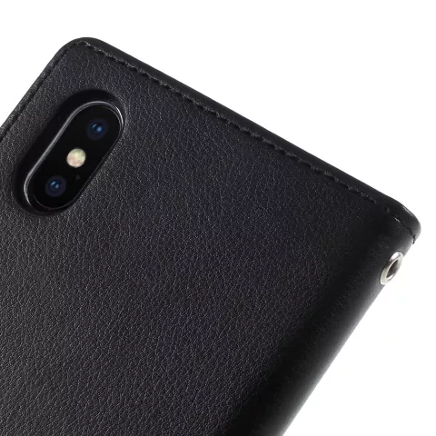 &Eacute;tui portefeuille en cuir Mercury Wallet compatible avec iPhone X XS - Biblioth&egrave;que Noir