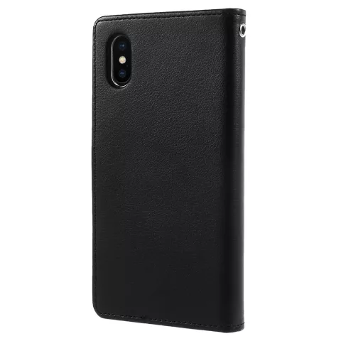 &Eacute;tui portefeuille en cuir Mercury Wallet compatible avec iPhone X XS - Biblioth&egrave;que Noir