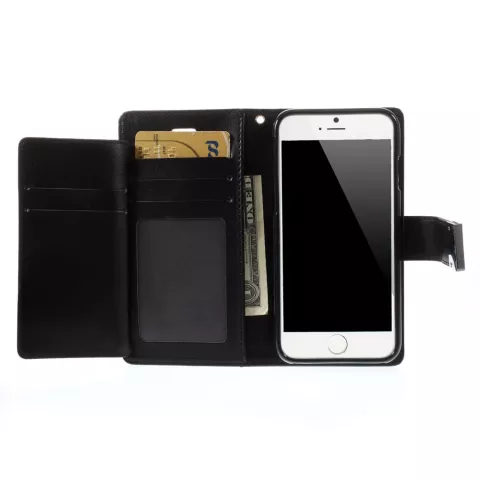 &Eacute;tui portefeuille en cuir Mercury Wallet compatible avec iPhone 6 6s - Biblioth&egrave;que Noir