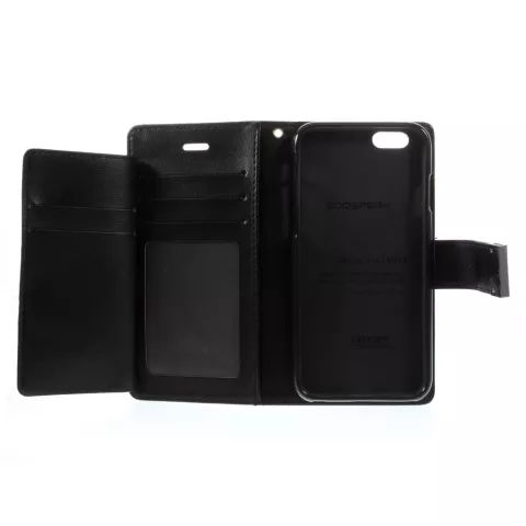 &Eacute;tui portefeuille en cuir Mercury Wallet compatible avec iPhone 6 6s - Biblioth&egrave;que Noir
