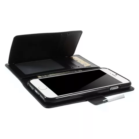 &Eacute;tui portefeuille en cuir Mercury Wallet compatible avec iPhone 6 6s - Biblioth&egrave;que Noir