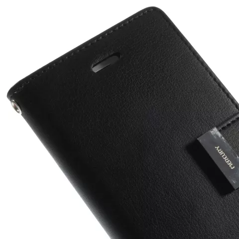&Eacute;tui portefeuille en cuir Mercury Wallet compatible avec iPhone 6 6s - Biblioth&egrave;que Noir