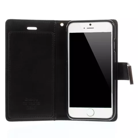 &Eacute;tui portefeuille en cuir Mercury Wallet compatible avec iPhone 6 6s - Biblioth&egrave;que Noir