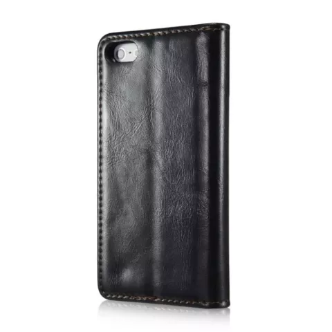 Caseme Oil Wallet &eacute;tui en cuir compatible avec iPhone 5 5s SE 2016 - Biblioth&egrave;que Noir