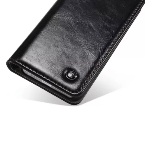 Caseme Oil Wallet &eacute;tui en cuir compatible avec iPhone 5 5s SE 2016 - Biblioth&egrave;que Noir