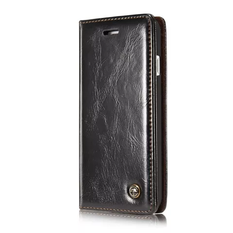 Etui portefeuille en cuir Caseme Oil iPhone 7 8 SE 2020 SE 2022 - Biblioth&egrave;que Noir