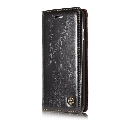 Caseme Oil Wallet &eacute;tui en cuir compatible avec iPhone 7 8 SE 2020 SE 2022 - Biblioth&egrave;que Noir
