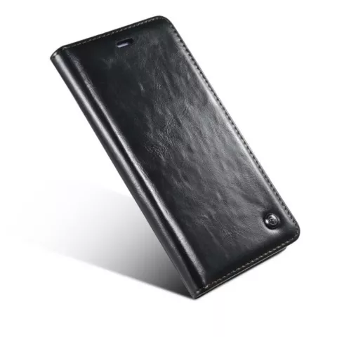 Caseme Oil Wallet &eacute;tui en cuir compatible avec iPhone 6 Plus 6s Plus - Biblioth&egrave;que Noir