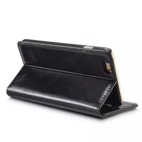 Caseme Oil Wallet &eacute;tui en cuir compatible avec iPhone 6 Plus 6s Plus - Biblioth&egrave;que Noir