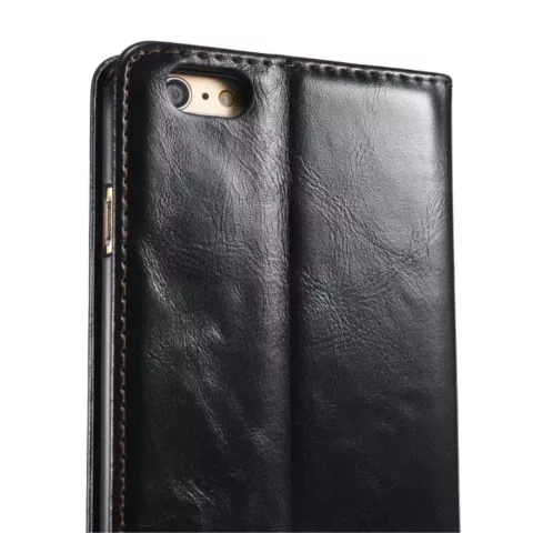 Caseme Oil Wallet &eacute;tui en cuir compatible avec iPhone 6 Plus 6s Plus - Biblioth&egrave;que Noir