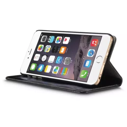 Caseme Oil Wallet &eacute;tui en cuir compatible avec iPhone 6 Plus 6s Plus - Biblioth&egrave;que Noir