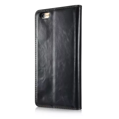 Caseme Oil Wallet &eacute;tui en cuir compatible avec iPhone 6 Plus 6s Plus - Biblioth&egrave;que Noir