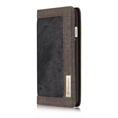 Caseme Canvas Wallet &Eacute;tui en tissu la biblioth&egrave;que compatible avec iPhone 6 6s - Gris Cendr&eacute; Charbon