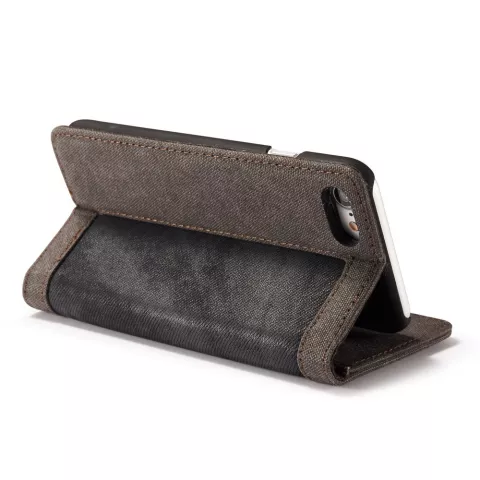 Caseme Canvas Wallet &Eacute;tui en tissu la biblioth&egrave;que compatible avec iPhone 6 6s - Gris Cendr&eacute; Charbon