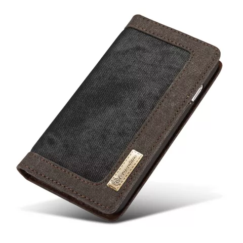 Caseme Canvas Wallet &Eacute;tui en tissu la biblioth&egrave;que compatible avec iPhone 6 6s - Gris Cendr&eacute; Charbon