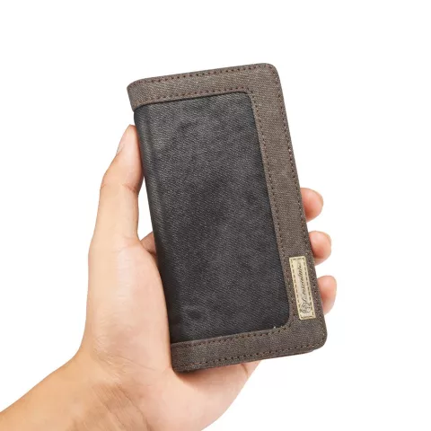 Caseme Canvas Wallet &Eacute;tui en tissu la biblioth&egrave;que compatible avec iPhone 6 6s - Gris Cendr&eacute; Charbon