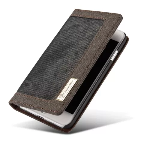 Caseme Canvas Wallet &Eacute;tui en tissu la biblioth&egrave;que compatible avec iPhone 6 6s - Gris Cendr&eacute; Charbon