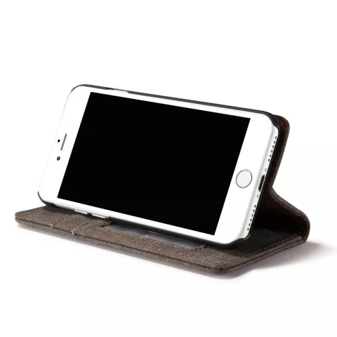 Caseme Canvas Wallet &Eacute;tui en tissu la biblioth&egrave;que compatible avec iPhone 6 6s - Gris Cendr&eacute; Charbon