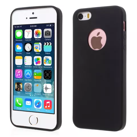 Coque en silicone compatible avec iPhone 5 5s SE 2016 coque noire