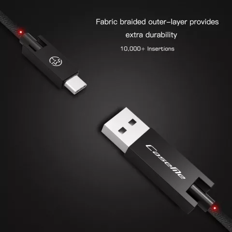 C&acirc;ble Caseme USB vers USB C 25 cm - c&acirc;ble de chargement noir