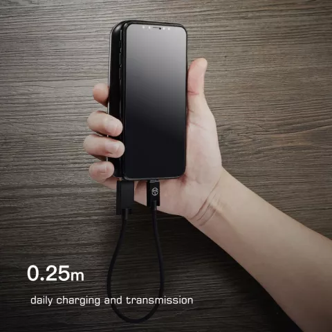 C&acirc;ble Caseme USB vers USB C 25 cm - c&acirc;ble de chargement noir