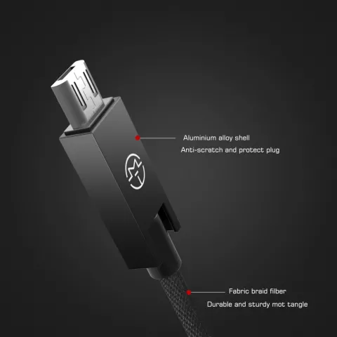 Caseme C&acirc;ble USB vers Micro USB 1,2 m&egrave;tre - C&acirc;ble de charge noir Android