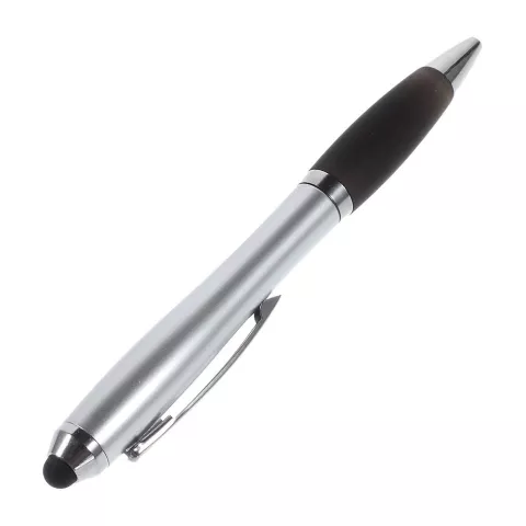 stylet et stylo &agrave; bille 2 en 1 pour &eacute;criture et fonctionnement sur &eacute;cran tactile - noir et argent