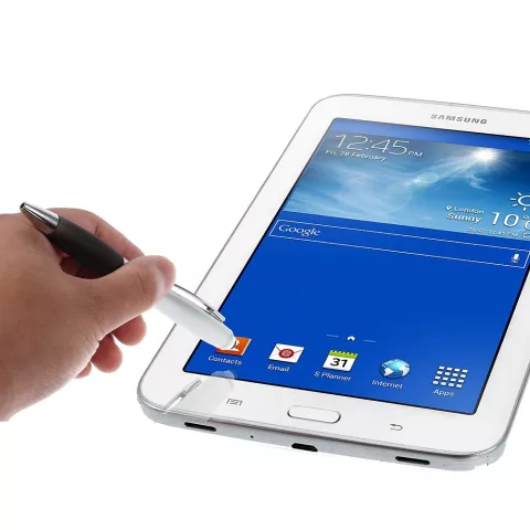 stylet et stylo &agrave; bille 2 en 1 pour &eacute;criture et fonctionnement sur &eacute;cran tactile - noir et argent