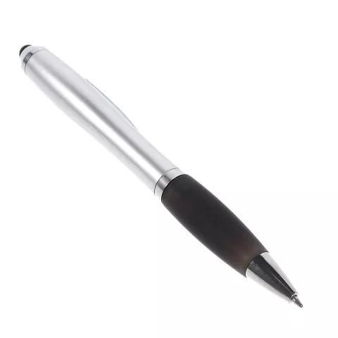 stylet et stylo &agrave; bille 2 en 1 pour &eacute;criture et fonctionnement sur &eacute;cran tactile - noir et argent