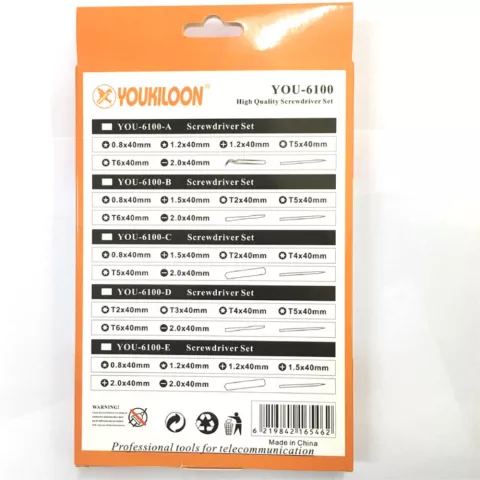 You-6100-A Jeu de tournevis six pi&egrave;ces Kit d&#039;ouverture/r&eacute;paration - pour smartphone t&eacute;l&eacute;phone tablette