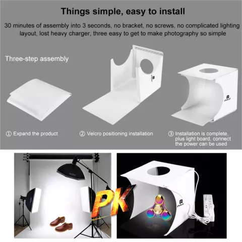 Puluz Pliable Photo Studio Lightroom Box LED - Tente portable 6 couleurs de fond