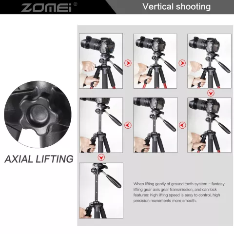 ZOMEi Q111 Tr&eacute;pied professionnel en aluminium pour appareil photo reflex num&eacute;rique - poign&eacute;e en caoutchouc mousse
