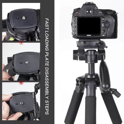 ZOMEi Q111 Tr&eacute;pied professionnel en aluminium pour appareil photo reflex num&eacute;rique - poign&eacute;e en caoutchouc mousse