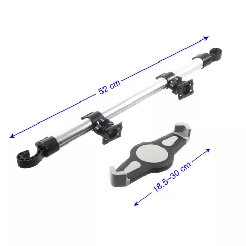 Support universel compatible avec tablette iPad, pince pour appui-t&ecirc;te de voiture, aluminium rotatif &agrave; 360 degr&eacute;s