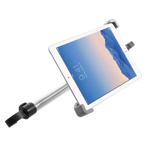 Support universel compatible avec tablette iPad, pince pour appui-t&ecirc;te de voiture, aluminium rotatif &agrave; 360 degr&eacute;s