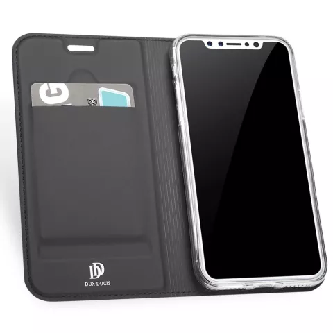 DUX DUCIS Skin Pro Series - &eacute;tui en cuir compatible avec iPhone X XS - gris