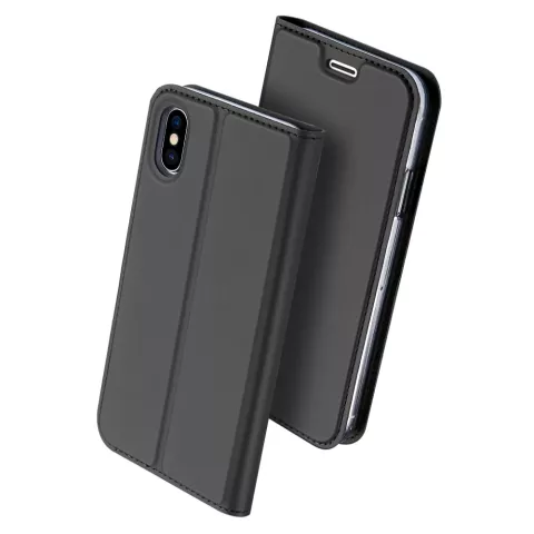 DUX DUCIS Skin Pro Series - &eacute;tui en cuir compatible avec iPhone X XS - gris