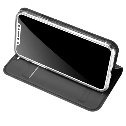 DUX DUCIS Skin Pro Series - &eacute;tui en cuir compatible avec iPhone X XS - gris