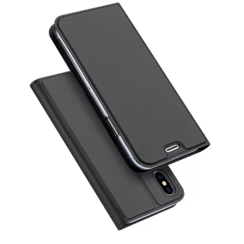 DUX DUCIS Skin Pro Series - &eacute;tui en cuir compatible avec iPhone X XS - gris