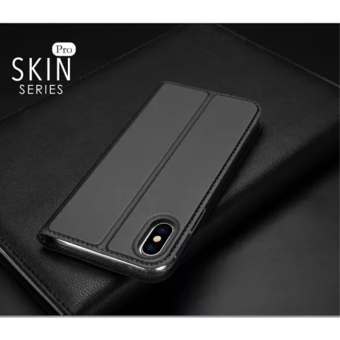 DUX DUCIS Skin Pro Series - &eacute;tui en cuir compatible avec iPhone X XS - gris