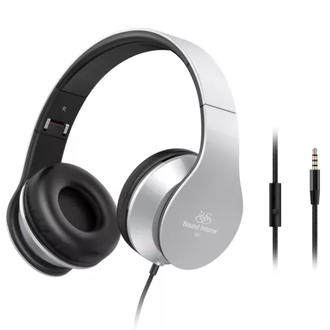 Casque st&eacute;r&eacute;o filaire supra-auriculaire i60 - Microphone Argent M&eacute;tallis&eacute;