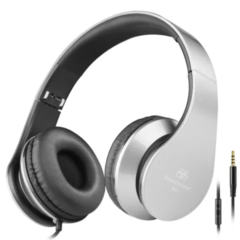 Casque d&#039;&eacute;coute st&eacute;r&eacute;o filaire i60 - Microphone argent m&eacute;tallique