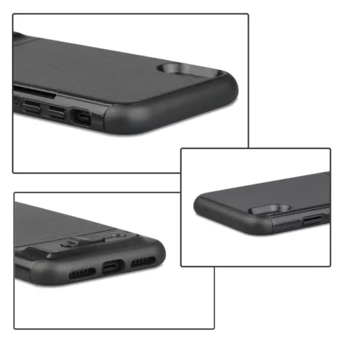 &Eacute;tui &agrave; Clip pour Cartes compatible avec iPhone X XS &Eacute;tui en TPU et Plastique avec Support - Noir