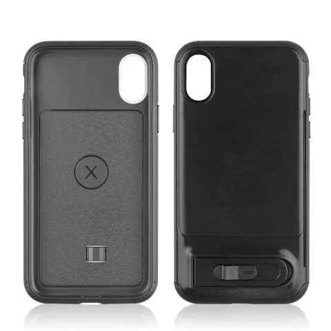&Eacute;tui &agrave; Clip pour Cartes compatible avec iPhone X XS &Eacute;tui en TPU et Plastique avec Support - Noir