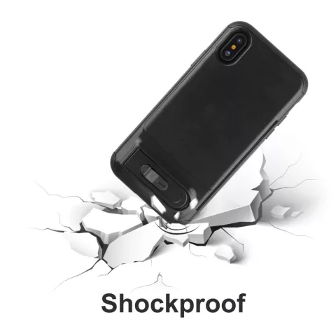 &Eacute;tui &agrave; Clip pour Cartes compatible avec iPhone X XS &Eacute;tui en TPU et Plastique avec Support - Noir