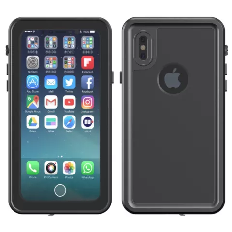 Coque &eacute;tanche compatible avec iPhone X XS Coque &eacute;tanche IP68 - Noir - Jusqu&#039;&agrave; 2 m&egrave;tres sous l&#039;eau